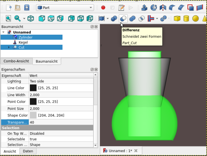 Beispiel: Körper kombinieren und ausschneiden